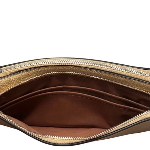 🌻 NWT! COACH Vanilla Yellow Double Zip Pebble Leather Wallet/Clutch/Wristlet - Picture 6 of 9